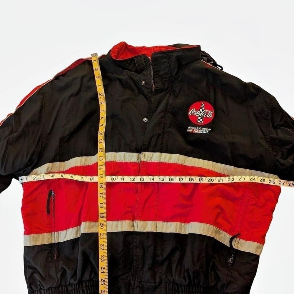Nascar Coca Cola Black Red Vintage Racing Jacket Hidden Hood XL Streetwear - Picture 2 of 8